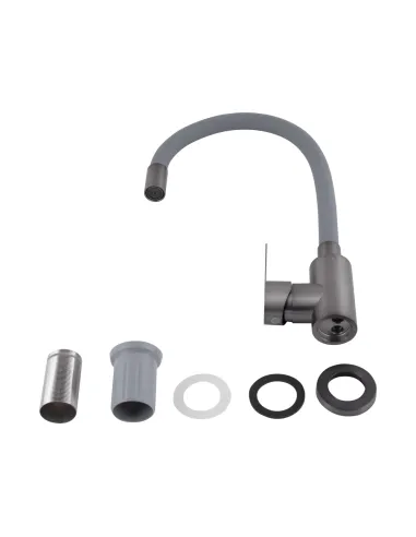 Смеситель для кухни с гибким изливом Brinex Pure 015F3 BRIPUR015F3GRG серый