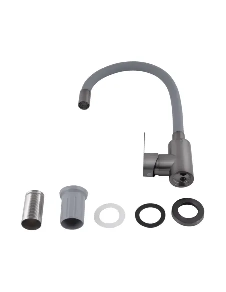 Смеситель для кухни с гибким изливом Brinex Pure 015F3 BRIPUR015F3GRG серый