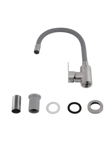 Смеситель для кухни с гибким изливом Brinex Pure 015F3 BRIPUR015F3NKG серый