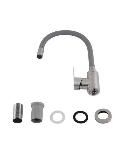 Смеситель для кухни с гибким изливом Brinex Pure 015F3 BRIPUR015F3NKG серый