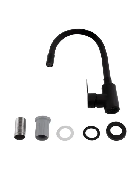 Смеситель для кухни с гибким изливом Brinex Pure 015F3 BRIPUR015F3BLM черный