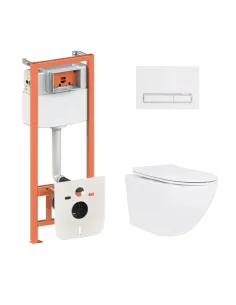 Инсталляция с унитазом Q-Tap Jay Ultra Quiet QT07335175W48180 4 в 1, 3/8 литра
