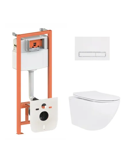 Инсталляция с унитазом Q-Tap Jay Ultra Quiet QT07335175W48180 4 в 1, 3/8 литра