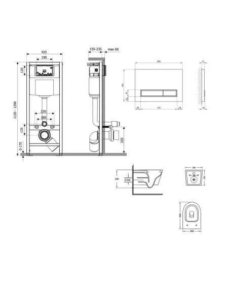 Інсталяція з унітазом Q-Tap Jay Ultra Quiet QT07335175W48180 4 в 1, 3/8 літра
