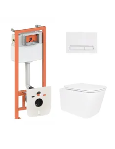 Инсталляция с унитазом Q-Tap Crow Ultra Quiet QT05335172W48181 4 в 1, 3/8 литра