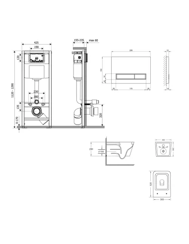 Инсталляция с унитазом Q-Tap Crow Ultra Quiet QT05335172W48181 4 в 1, 3/8 литра