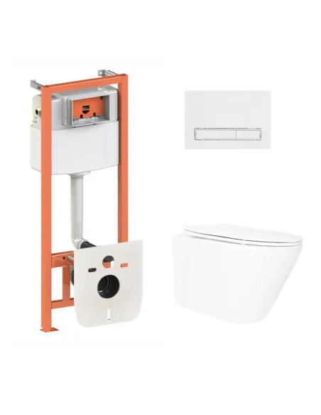 Инсталляция с унитазом Q-Tap Swan Ultra Quiet QT16335180W48182 4 в 1, 3/8 литра