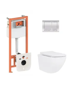 Инсталляция с унитазом Q-Tap Jay Ultra Quiet QT07335175W48186 4 в 1, 3/8 литра