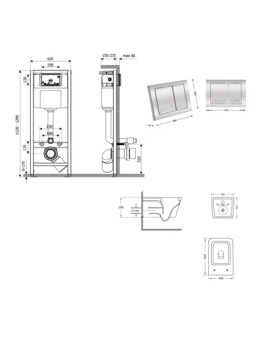 Інсталяція з унітазом Q-Tap Crow Ultra Quiet QT05335172W48187 4 в 1, 3/8 літра