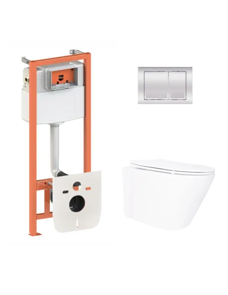 Инсталляция с унитазом Q-Tap Swan Ultra Quiet QT16335180W48188 4 в 1, 3/8 литра