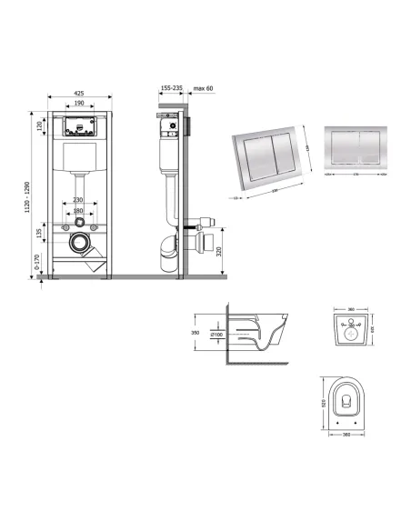 Інсталяція з унітазом Q-Tap Swan Ultra Quiet QT16335180W48188 4 в 1, 3/8 літра