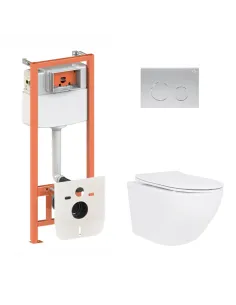 Инсталляция с унитазом Q-Tap Jay Ultra Quiet QT07335175W48189 4 в 1, 3/8 литра