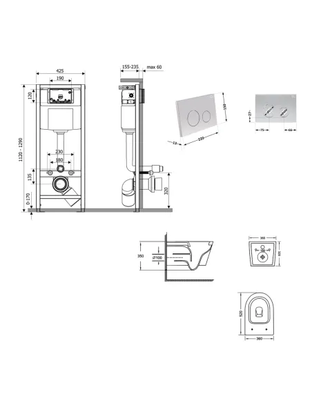 Інсталяція з унітазом Q-Tap Jay Ultra Quiet QT07335175W48189 4 в 1, 3/8 літра