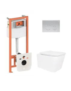 Инсталляция с унитазом Q-Tap Crow Ultra Quiet QT05335172W48190 4 в 1, 3/8 литра
