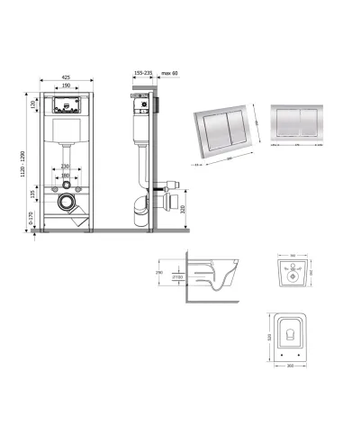 Инсталляция с унитазом Q-Tap Crow Ultra Quiet QT05335172W48190 4 в 1, 3/8 литра