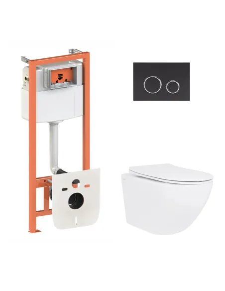 Инсталляция с унитазом Q-Tap Jay Ultra Quiet QT07335175W48192 4 в 1, 3/8 литра