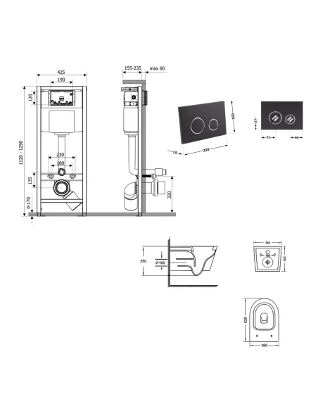 Інсталяція з унітазом Q-Tap Jay Ultra Quiet QT07335175W48192 4 в 1, 3/8 літра