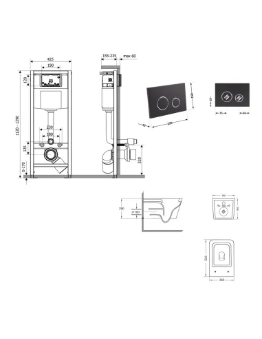Інсталяція з унітазом Q-Tap Crow Ultra Quiet QT05335172W48193 4 в 1, 3/8 літра