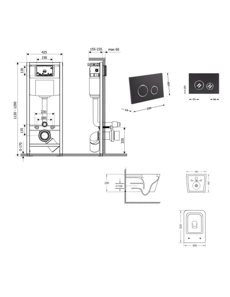 Інсталяція з унітазом Q-Tap Crow Ultra Quiet QT05335172W48193 4 в 1, 3/8 літра