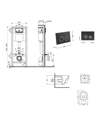Инсталляция с унитазом Q-Tap Swan Ultra Quiet QT16335180W48194 4 в 1, 3/8 литра