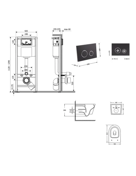 Инсталляция с унитазом Q-Tap Swan Ultra Quiet QT16335180W48194 4 в 1, 3/8 литра