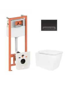 Инсталляция с унитазом Q-Tap Crow Ultra Quiet QT05335172W48196 4 в 1, 3/8 литра