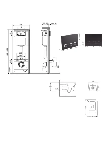 Инсталляция с унитазом Q-Tap Crow Ultra Quiet QT05335172W48196 4 в 1, 3/8 литра