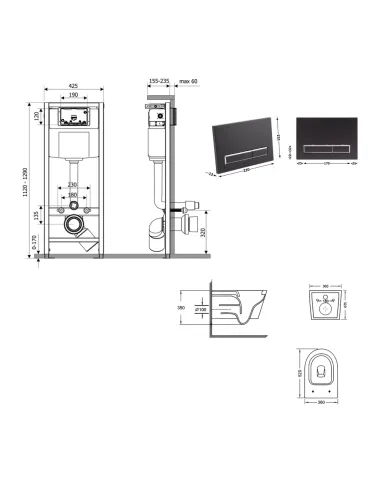 Інсталяція з унітазом Q-Tap Swan Ultra Quiet QT16335180W48197 4 в 1, 3/8 літра