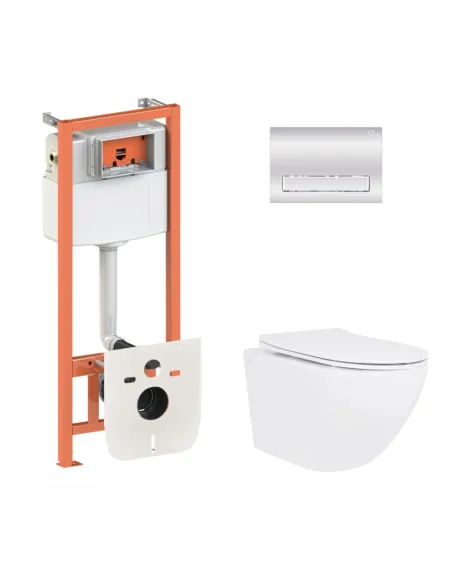 Инсталляция с унитазом Q-Tap Jay Ultra Quiet QT07335175W48198 4 в 1, 3/8 литра