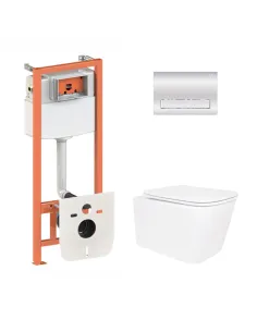 Инсталляция с унитазом Q-Tap Crow Ultra Quiet QT05335172W48199 4 в 1, 3/8 литра