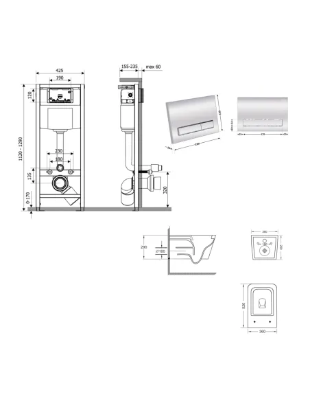 Інсталяція з унітазом Q-Tap Crow Ultra Quiet QT05335172W48199 4 в 1, 3/8 літра