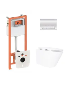 Инсталляция с унитазом Q-Tap Swan Ultra Quiet QT16335180W48200 4 в 1, 3/8 литра