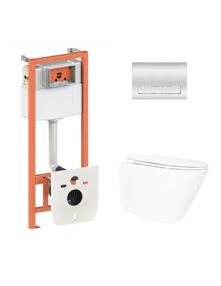 Инсталляция с унитазом Q-Tap Swan Ultra Quiet QT16335180W48200 4 в 1, 3/8 литра