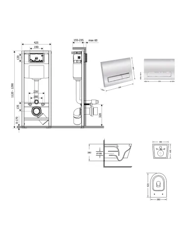 Інсталяція з унітазом Q-Tap Swan Ultra Quiet QT16335180W48200 4 в 1, 3/8 літра