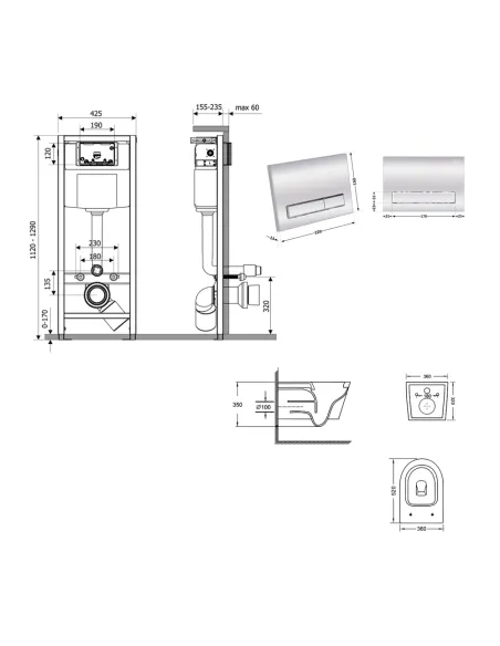 Інсталяція з унітазом Q-Tap Swan Ultra Quiet QT16335180W48200 4 в 1, 3/8 літра