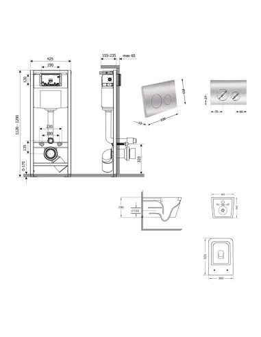 Инсталляция с унитазом Q-Tap Crow Ultra Quiet QT05335172W48202 4 в 1, 3/8 литра