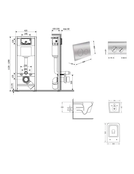 Інсталяція з унітазом Q-Tap Crow Ultra Quiet QT05335172W48202 4 в 1, 3/8 літра