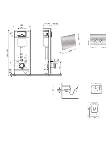 Инсталляция с унитазом Q-Tap Swan Ultra Quiet QT16335180W48203 4 в 1, 3/8 литра
