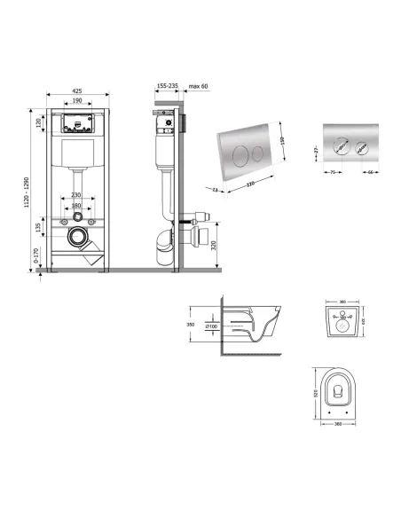 Інсталяція з унітазом Q-Tap Swan Ultra Quiet QT16335180W48203 4 в 1, 3/8 літра