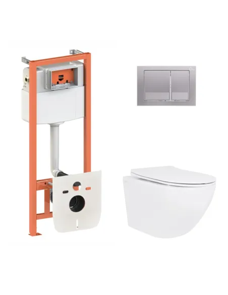 Инсталляция с унитазом Q-Tap Jay Ultra Quiet QT07335175W48204 4 в 1, 3/8 литра