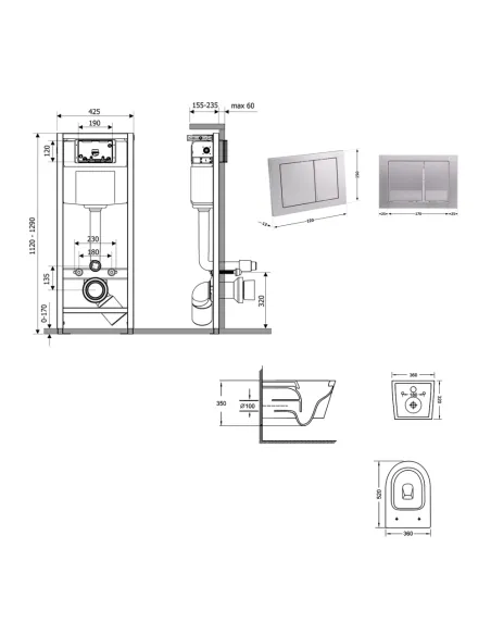 Інсталяція з унітазом Q-Tap Jay Ultra Quiet QT07335175W48204 4 в 1, 3/8 літра