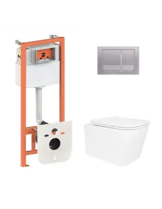 Инсталляция с унитазом Q-Tap Crow Ultra Quiet QT05335172W48205 4 в 1, 3/8 литра