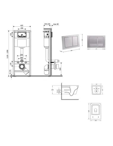 Инсталляция с унитазом Q-Tap Crow Ultra Quiet QT05335172W48205 4 в 1, 3/8 литра