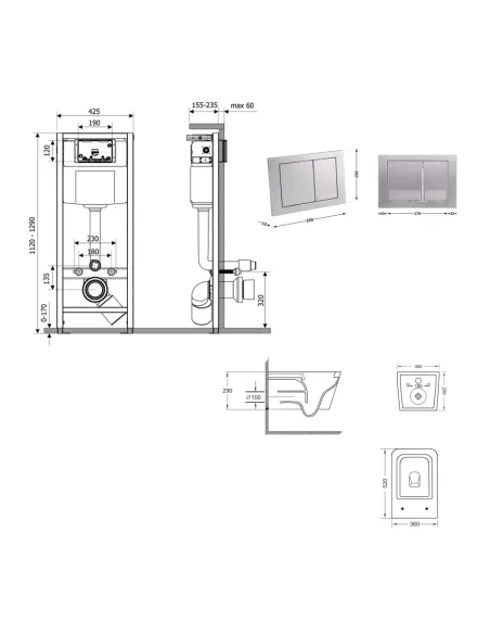 Інсталяція з унітазом Q-Tap Crow Ultra Quiet QT05335172W48205 4 в 1, 3/8 літра