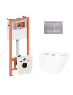 Инсталляция с унитазом Q-Tap Swan Ultra Quiet QT16335180W48206 4 в 1, 3/8 литра