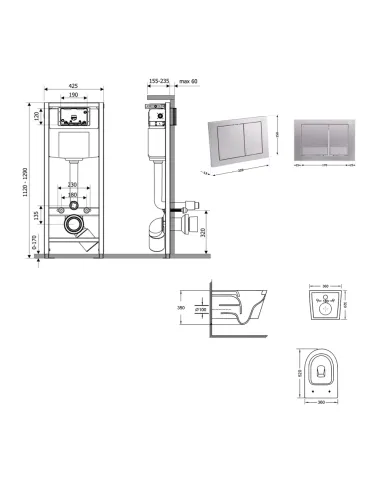 Инсталляция с унитазом Q-Tap Swan Ultra Quiet QT16335180W48206 4 в 1, 3/8 литра