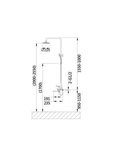 Душевая система Q-Tap Aries QTARI1112CRM47606 Chrome, с изливом