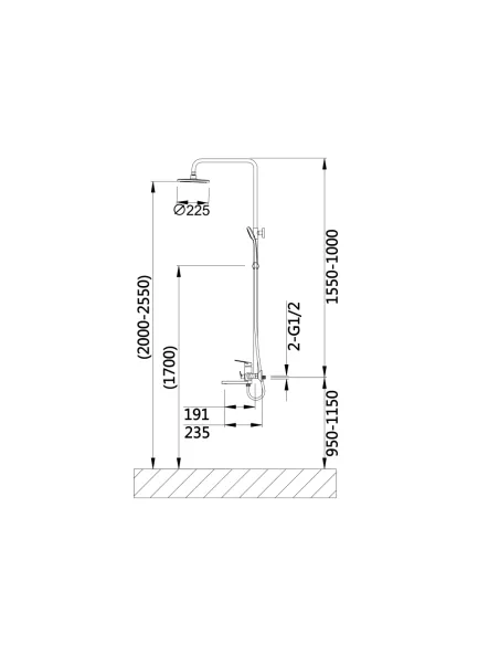 Душова система Q-Tap Aries QTARI1112CRM47606 Chrome, з виливом