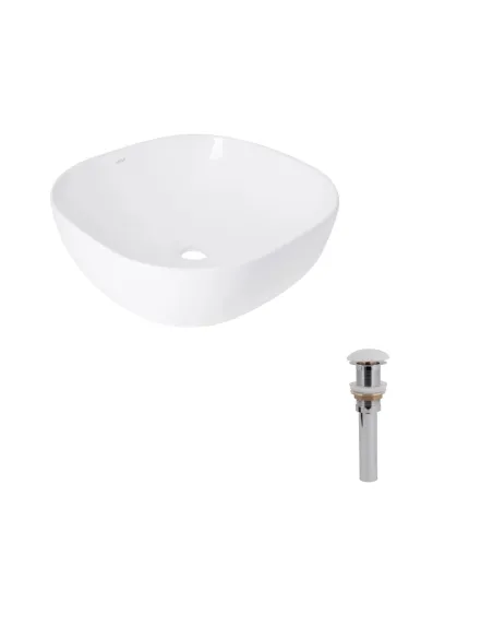 Накладная раковина Q-Тap Kolibri QT10116303W48466 White, 400x400x140 мм с донным клапаном Pop-up PU02