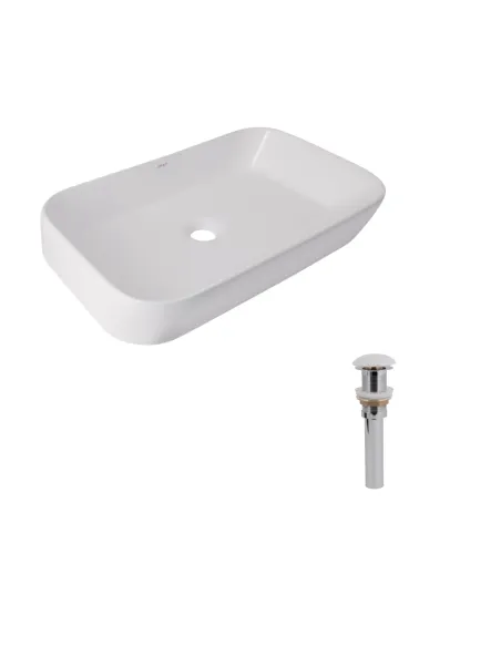 Накладна раковина Q-Тap Scorpio QT14112243WN48463 White, 550x390x120 мм з донним клапаном Pop-up PU02